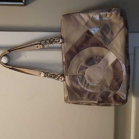 Coach bag, Chevron Patchwork Bronze style - Picture 2 of 8